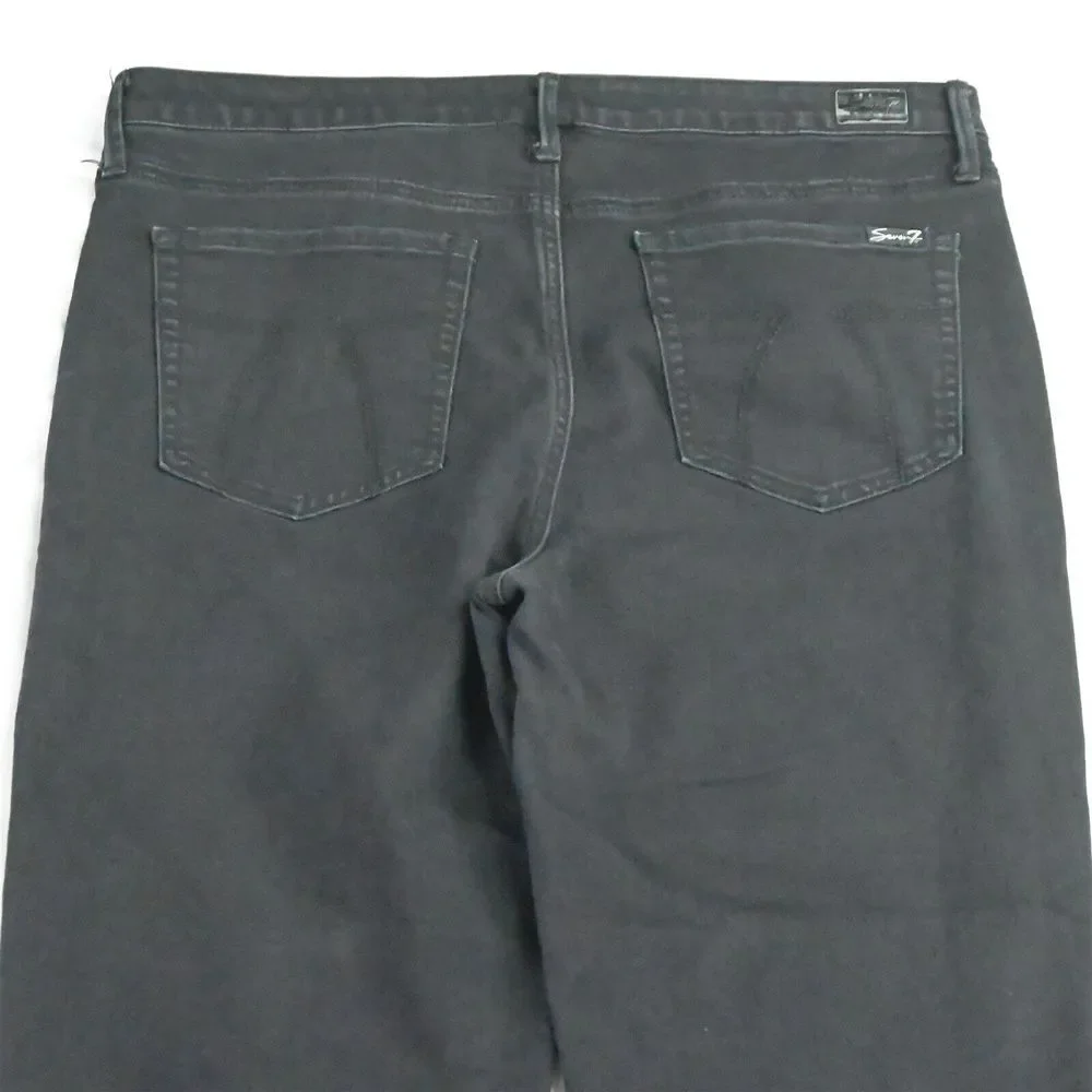 Seven7 14 Tower Straight Crop Raw Hem Black Stretch Denim Womens Jeans_8